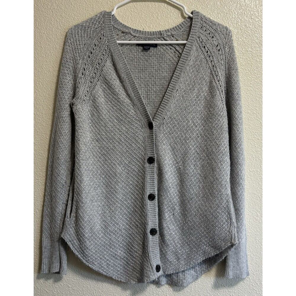 Y2K Gray Button Up Cardigan 00’s VTG Bella Swan Preppy American Eagle Size XS